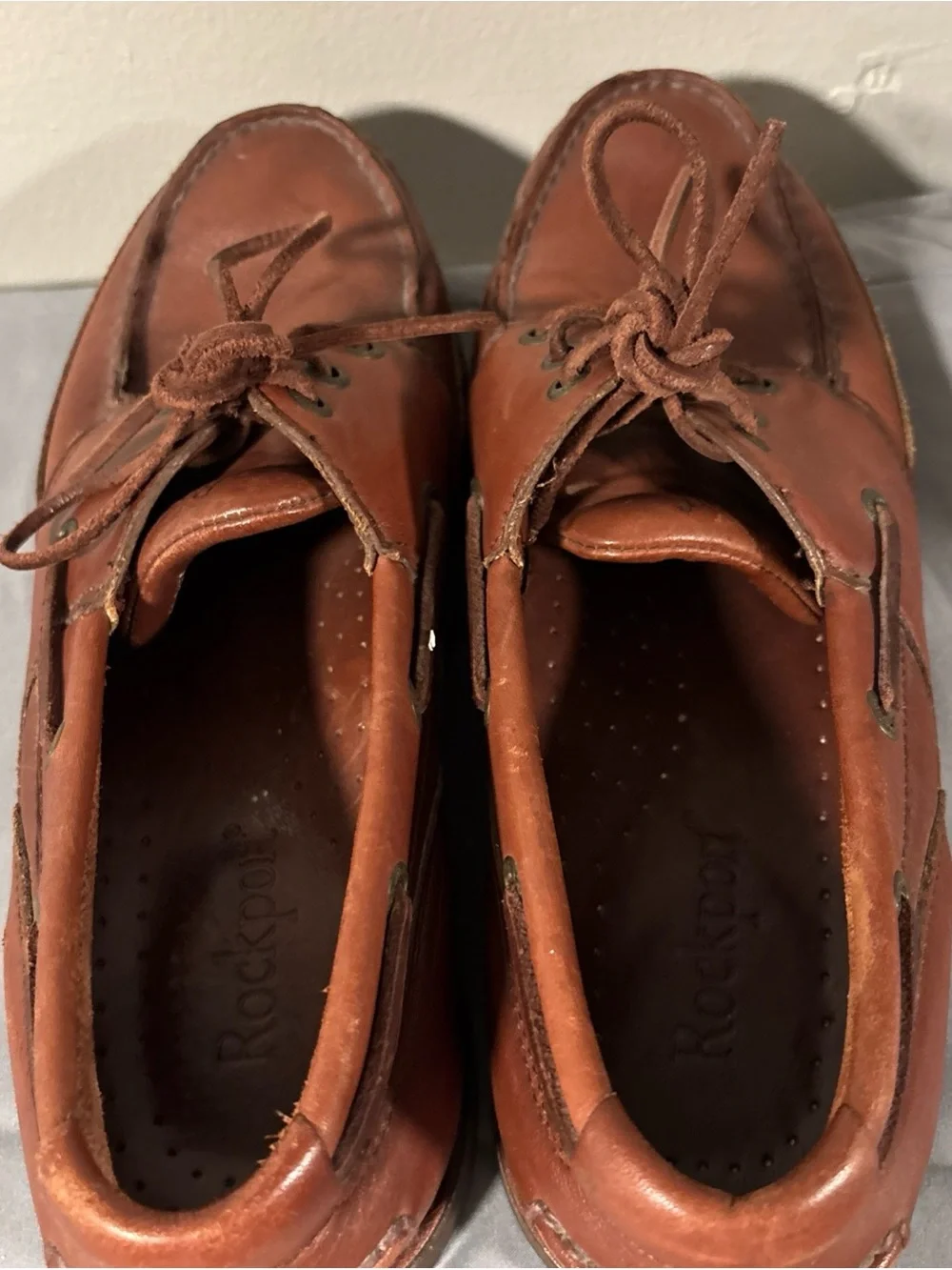 Rockport Men's Tan Brown Leather Boat Shoes